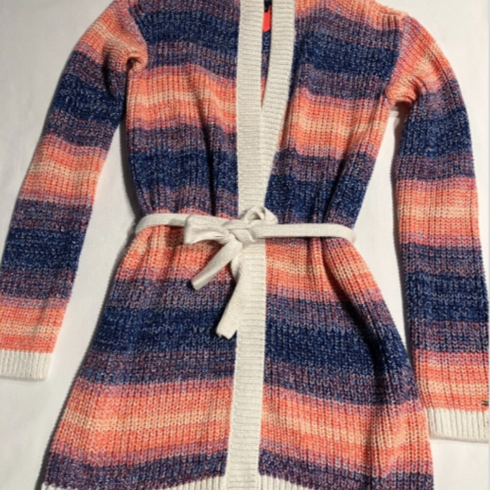 Tommy Hilfiger Women Knit Multicolor Open Front Cardigan Belt Size L/G(12-14)